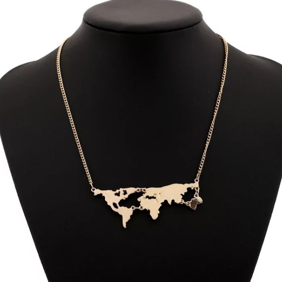 LAST CHANCE Travel World Map Golden Cable Chain - Picture 3 of 4